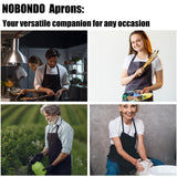 Apron for Men and Women Professional for Cooking With Pockets - Adjustable - Bib Aprons - Water & Oil Resistant - Black