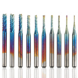 10Pcs Shank End Mill CNC Router Bit Set 0.8-3.175mm Carbide End Milling Cutter Engraving Bits Rotary Burrs for PCB Circ