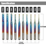 10Pcs Shank End Mill CNC Router Bit Set 0.8-3.175mm Carbide End Milling Cutter Engraving Bits Rotary Burrs for PCB Circ