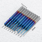 10Pcs Shank End Mill CNC Router Bit Set 0.8-3.175mm Carbide End Milling Cutter Engraving Bits Rotary Burrs for PCB Circ