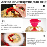 Hot Water Bottle with Cover, Copper Hand Feet Warmer, Portable Hot Water Bottle Thermos, Winter Body Hand Foot Warmer Heat