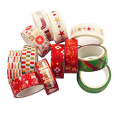 12 Rolls Christmas Tapes 15mm Wide Christmas Tree Snowflakes Santa Claus Gingerbread Man Masking Tape for Xmas Scrapbooking