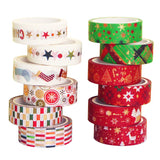 12 Rolls Christmas Tapes 15mm Wide Christmas Tree Snowflakes Santa Claus Gingerbread Man Masking Tape for Xmas Scrapbooking