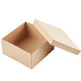 Factory Direct Craft Pack of 8 Paper Mache Square Boxes Premade Kraft Cardboard Square Papier Mache Gift