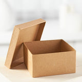 Factory Direct Craft Pack of 8 Paper Mache Square Boxes Premade Kraft Cardboard Square Papier Mache Gift