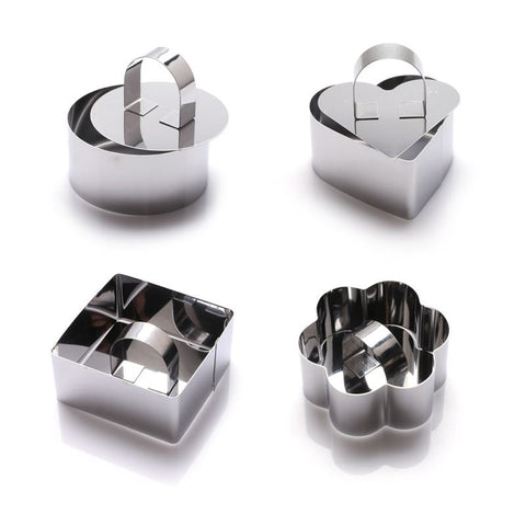 Stainless Steel 3D Cake Molds with Pusher Lifter Cooking Rings Set of 4,Baking Dish Bakeware Tools Cupcake Mold Mousse In Australia - Darrahopens