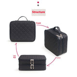 Travel Makeup Bag 2 Layer Portable Makeup Case Large Cosmetic Brush Organizer Makeup Pouch Holder Makeup Storage Bag