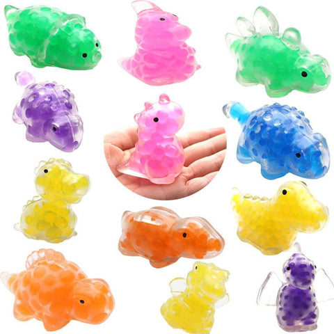 12 PCS(Random color and style)Decompression Toy Bright Colors Relieve Stress Smooth Edge Clear Texture Dinosaur Pinch Toy Kids
