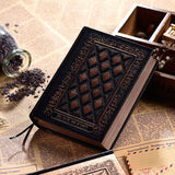 （Black gold）Retro Vintage Embossed Leather Gold Hard Cover Notebook Personal Diary Hardcover Blank Travel Journal Note Memo Sketch