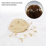 （golden）Wedding Leaf Hair Vine Bridal Pearl Headpiece Headbands Gold Hair Accessories for Brides and Bridesmaids