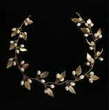 （golden）Wedding Leaf Hair Vine Bridal Pearl Headpiece Headbands Gold Hair Accessories for Brides and Bridesmaids