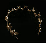 （golden）Wedding Leaf Hair Vine Bridal Pearl Headpiece Headbands Gold Hair Accessories for Brides and Bridesmaids