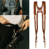 （brown）Camera Strap, Camera Straps for Photographers-Leather Dual Camera Strap for Two All styles Cameras