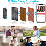 Wireless 1080p Video Doorbell Camera, AI Human Detection, Live View, Way Audio Included Chime, Night Vision