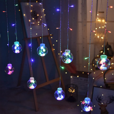 Wishing Ball Curtain Lights Hanging Twinkle Window Lights Fairy Lights for Bedroom with Remote, USB Powered String Lights Indoor
