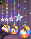 Lights Moon-Star Curtain Lights : 8 Modes Ramadan Decorations Curtain String Lights Fairy String Lights for Kids Bedroom Decor In Australia - Darrahopens