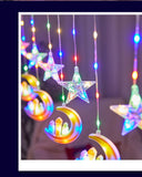 Lights Moon-Star Curtain Lights : 8 Modes Ramadan Decorations Curtain String Lights Fairy String Lights for Kids Bedroom Decor