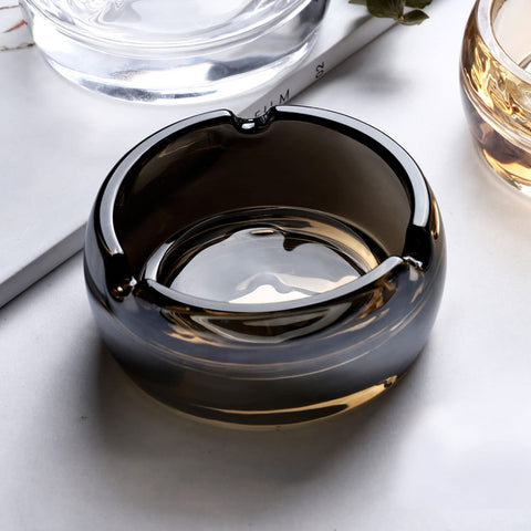 Glass Ashtrays for Cigarettes, Portable Decorative Modern Ashtray for Home Office Indoor Outdoor Patio Use, Pack of 2