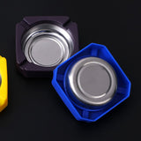 Portable Ash Tray For Cigarettes & Cigar-, Square Stainless Steel Tabletop- Ashtray Ash Container For Indoor/Outdoor （2pcs）
