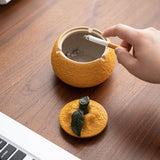 Orange Ashtray Windproof Dustproof Household Desk Tea Table Office Large Capacity Modern Minimalist Style Ceramic Material Orange