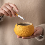 Orange Ashtray Windproof Dustproof Household Desk Tea Table Office Large Capacity Modern Minimalist Style Ceramic Material Orange