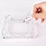Ashtray, Large Glass Ashtray for cigarette cigar, Clear Crystal Ash trays Outdoor Glass Spuare Ashtrays (6x6inch)