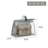 Handbag Dust Bags, Clear Purse Storage Organizer PVC Dustproof Handbag Cover Transparent Purse Protector, Gray