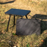Small Folding Camping Table Portable - Adjustable Height Table with Collapsible Stool and Mesh Layer Foldable Table Lightweight