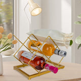 Wine Rack Countertop -5 Bottle Freestanding Modern Gold Metal Small Wine Rack Tabletop Wine Bottle Holder Stand for Cabinet Pantry In Australia - Darrahopens