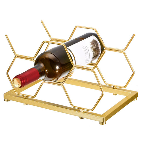 Countertop Wine Rack - 5 Bottle Freestanding Modern Gold Metal Small Wine Rack - Tabletop Wine Holder Stand for Cabinet, Pantry In Australia - Darrahopens