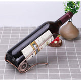 Stainless Steel Single Bottle Holder Tabletop Wine Rack Novelty Gift for Kitchen Home Decor (L Style, Bronze)