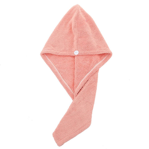 Soft Microfiber Shower Cap Towel Quick Drying Hair Dryer Towel with Buttons Bath Hats Lady Turban Head(Color : White and pink) In Australia - Darrahopens