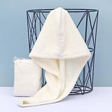 Soft Microfiber Shower Cap Towel Quick Drying Hair Dryer Towel with Buttons Bath Hats Lady Turban Head(Color : White and pink) In Australia - Darrahopens