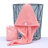 Soft Microfiber Shower Cap Towel Quick Drying Hair Dryer Towel with Buttons Bath Hats Lady Turban Head(Color : White and pink) In Australia - Darrahopens