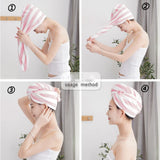 2pcs Microfibre After Shower Hair Drying Wrap Lady's Towel Quick Dry Hair Hat Cap Turban Head Wrap Bathing Tools