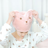 Women Girl Hair Dry Cap Hair-Drying for Head Wrapped Towel Absorbing Bathing Tu Dry Hair Cap Bear
 Shower Cap Animal Hair-Drying