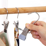 Laundry Hanging Hooks Clips, 6 Pcs Boot Hangers Heavy Duty Stainless Steel Portable Travel Drying Clothes Pins for Closet （6pcs）