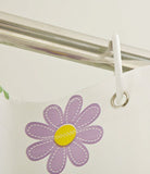 White Short Shower Curtain, Polyester Fabric Waterproof Bath Curtain Sets for Walk in Tub with 6 Pack Hooks