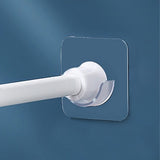 Spring Tension Rod Holder, 4 Packs Small Transparent Shower Rod Bracket No Drilling, Small Adhesive Tension Curtain Rod Retainer