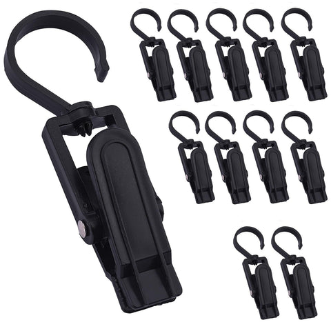 12 Pcs Super Strong Plastic Swivel Hanging Hooks, Curtain Clips, Clothes Pins, Home Swivel Laundry Clips for Pants(Black) In Australia - Darrahopens