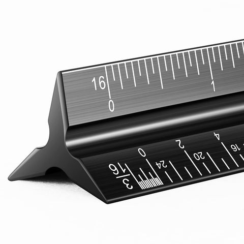 12 "Architectural Scale Ruler Aluminum, Metric Metal Engineers Triangle Drafting Ruler with Imperial Measurements for Architects