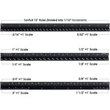 12 "Architectural Scale Ruler Aluminum, Metric Metal Engineers Triangle Drafting Ruler with Imperial Measurements for Architects