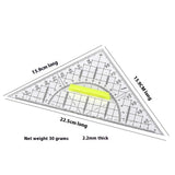Triangular Ruler for Crafts -Triangular Geometry School Ruler Drawing Tools, Drawing Tool with Clear Protractor for Geometry（2pcs）