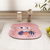 Creative Cartoon Pattern Dish Drying Mat|Easy Clean Abosrbent Quick Dry Pad|Multiple Usage Drainer Mats,30x40cm （2pcs） In Australia - Darrahopens