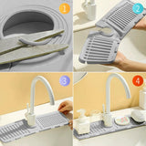 Faucet Splash Guard for Kitchen Sink Splash Guard, Ring Size Adjustable Faucet Drip Catcher Mat（One big and one small, gray） In Australia - Darrahopens