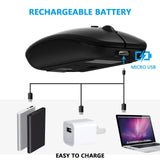 Bluetooth Mouse Rechargeable Wireless Mouse for Tablet Cell Phone Smartphone Laptop PC Computer Desktop Android Cordless (Black)