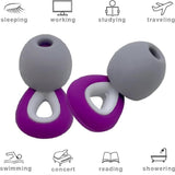 Ear Plugs for Sleeping, for Sleeping Noise Concert Ear Plugs Swimming Ear Plugs Silicone Ear Plugs for Swimming,Sleeping（Purple)