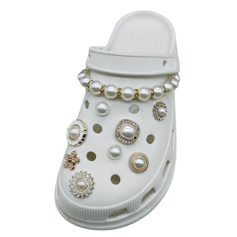 Shoe Charms for Women Girl,Pearl Shoe Charms with Shoe Chains for Women Girls Shoe Accessories Decoration Charms for Slippers