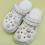 Shoe Charms for Women Girl,Pearl Shoe Charms with Shoe Chains for Women Girls Shoe Accessories Decoration Charms for Slippers