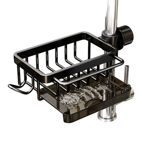 Sponge Holder for Kitchen Sink, Hanging Faucet Drain Rack with Hook, Kitchen Sink Organizer with Divider and Drip Tray In Australia - Darrahopens